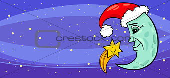 moon with star christmas greeting card