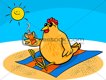 chicken on the beach cartoon