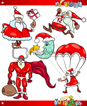 Santa and Christmas Cartoon Set