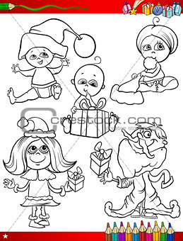 children at christmas coloring page