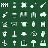 Gardening color icons on green background