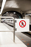 Safety Interdiction Sign (Do not Cross) on a Subway Platform
