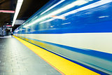 Colorful Underground Subway Train with motion blur