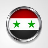 Vector button with stylish metallic frame. Syrian flag