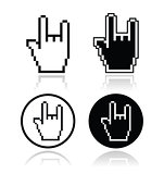 Pixel cursor icon hand - rock sign