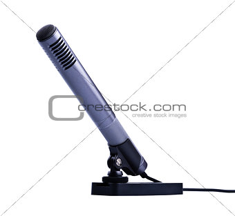 gray condenser microphone on stand