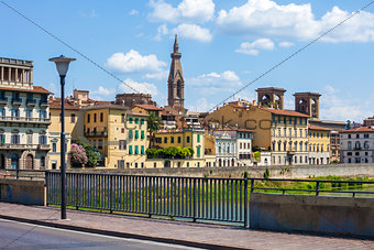 Florence city view with Basilica Sante Croce tower