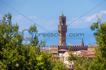 View of the Palazzo della Signoria tower, Florence