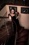 aristocratic lady on stairs