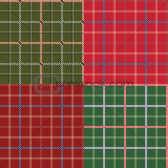 Four different seamless checkered patterns