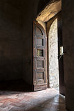 Old wooden door of the church