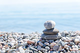 zen stones on beach
