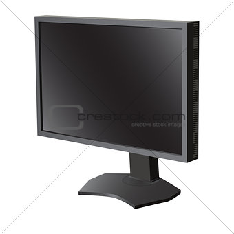 Black lcd tv  monitor on white background. Vector illustration 