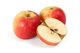 Two apples and half apple sliced
