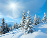 Morning winter mountain sunshine landscape