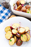 Baked potato with red onion