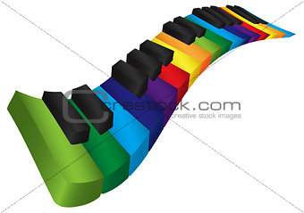 Piano Colorful Wavy Keyboard 3D Illustration