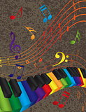 Piano Wavy Border with 3D Colorful Keys and Music Note
