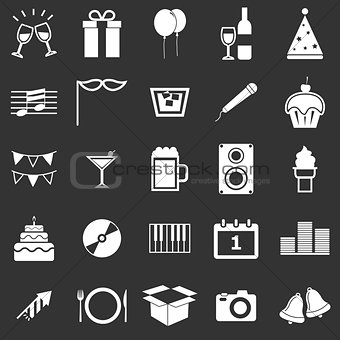 New Year icons on black background