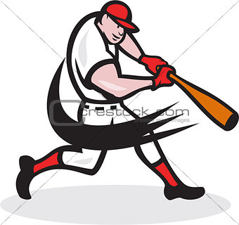 Baseball Player Batting Isolated Cartoon