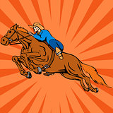 Rodeo Cowboy Riding Horse