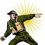 Soldier Throwing Grenade