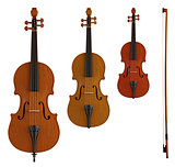 double bass, viola and violin