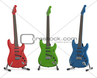 Red green and blue electric guitar