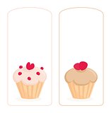 Restaurant vector menu, wedding card, list or baby shower invitation with cupcakes