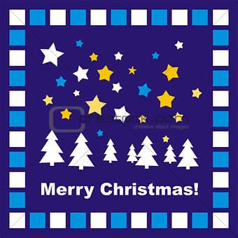 Dark blue Christmas vector card with Merry Christmas wishes
