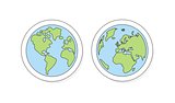 Hand drawn planet earth vector illustration with both globes icon or sign