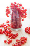 Redcurrant bunches in glass