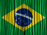 Brazil Flag Wave Fabric Texture Background