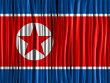 North Korea Flag Wave Fabric Texture Background