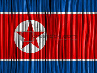 North Korea Flag Wave Fabric Texture Background