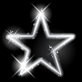 Silver Star Glowing on Black Background Christmas