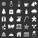 Winter icons on black background