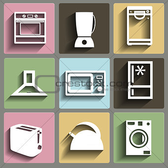 Kitchen and house appliances icons set