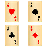 Blank old play cards four aces
