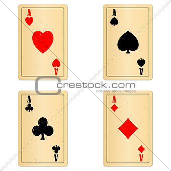 Blank old play cards four aces