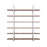 Wooden shelves with metal stands