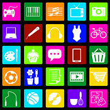 Hobby colorful icons on black background