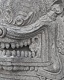 Stone head of an ancient Buddhist deity