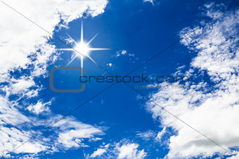 White clouds over blue sky 