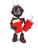 Android with popcorn and soda 