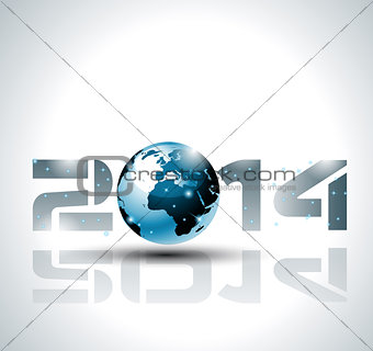 High tech 2014 happy new year background 