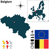 Map of Belgium with European Union