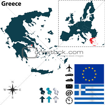 Map of Greece with European Union