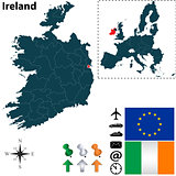 Map of Ireland with European Union