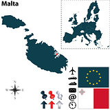 Map of Malta with European Union